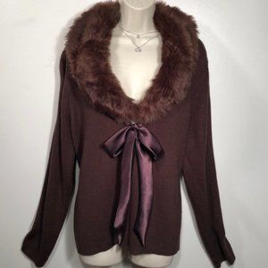 Croft and Barrow fur collar cardigan